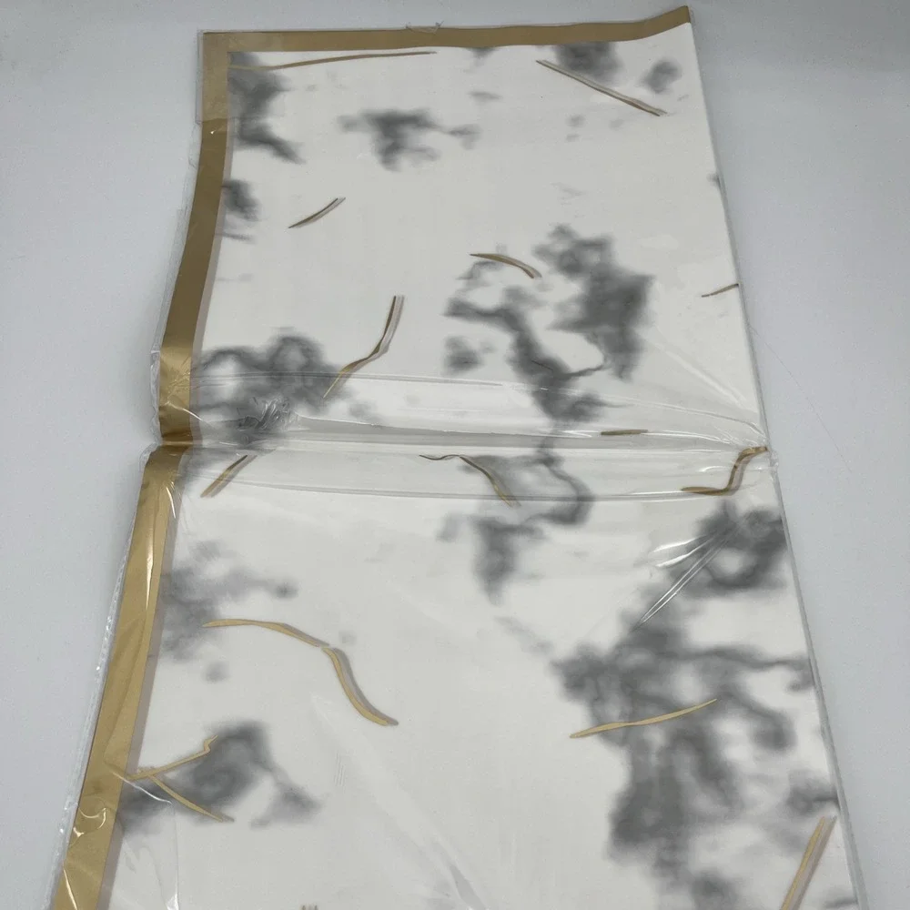 Marble‎ Gold Trim Flower Wrapping Paper 20 Sheets